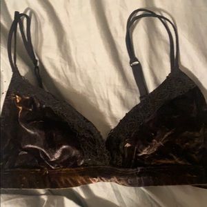 Black/ Brown Velvet feel bralette💕